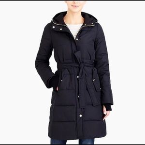 J Crew black belted puffer coat